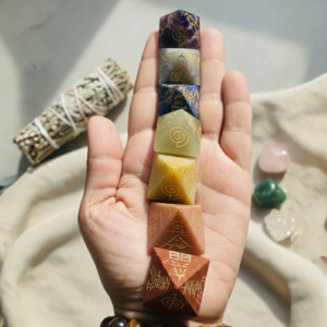 7 Chakra Pyramid Set with Reiki Symbol – Complete Energy Alignment