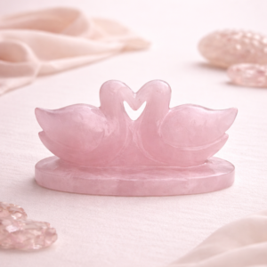 Rose Quartz Swan Love Pair