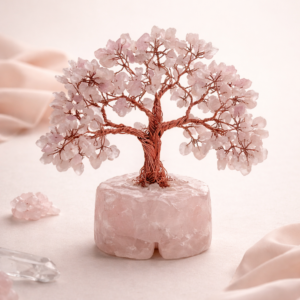 Rose Quartz Tree (200 Beads with natural raw stone base)