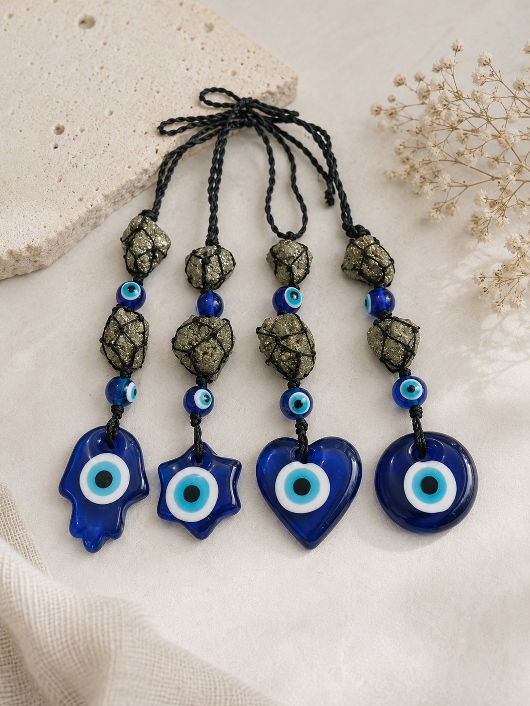Pyrite & Evil Eye Hanging