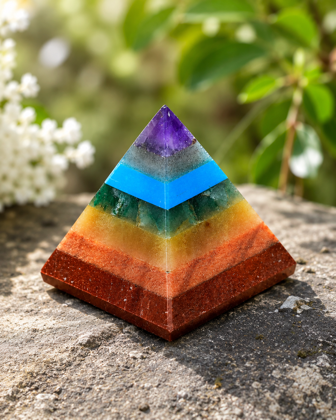 Seven Chakra Raw Pyramid
